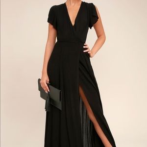 Heart of Marigold Black Wrap Maxi Dress